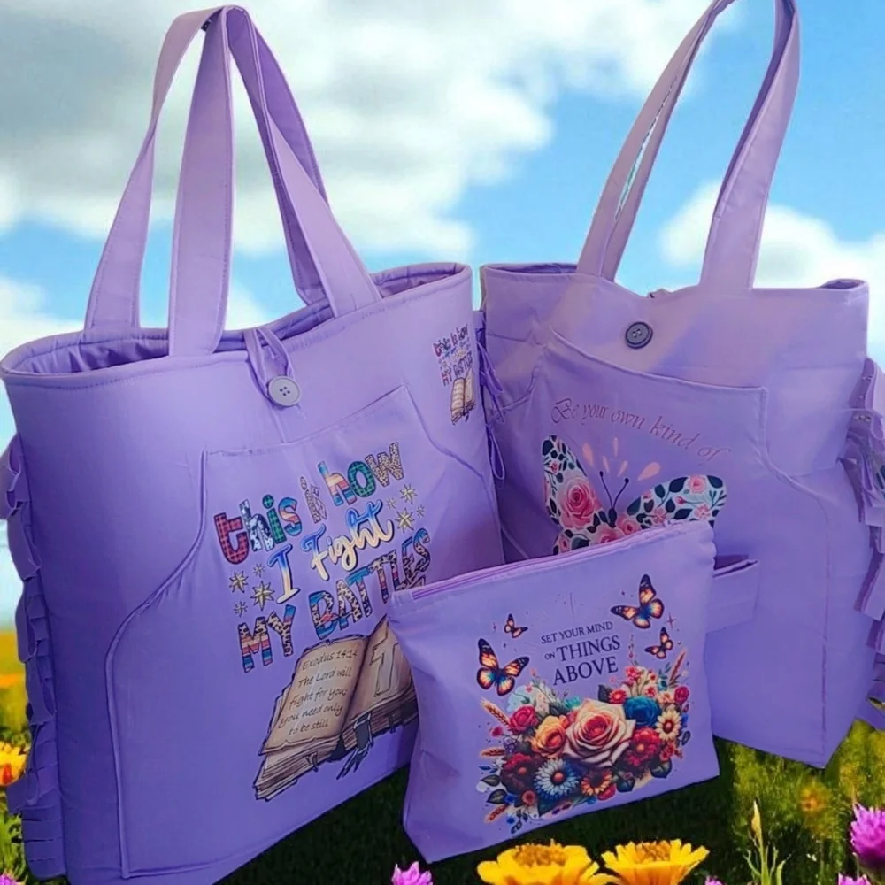 Vibrant Purple Floral Tote Bag Collection